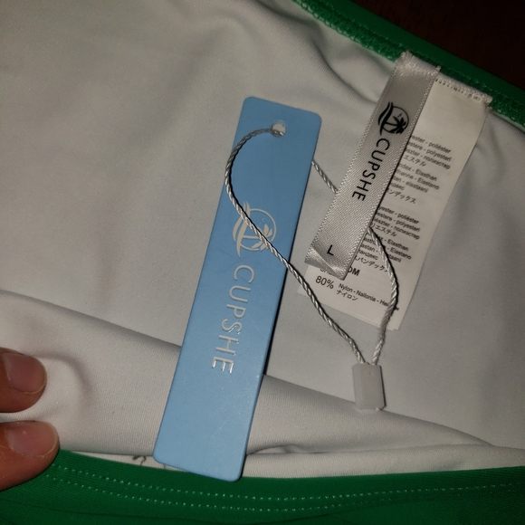 Cupshe Stripe Bikini With Green Cinched Bottom - Picture 8 of 9